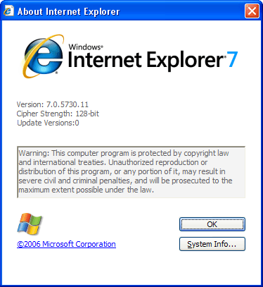 Internet Explorer version