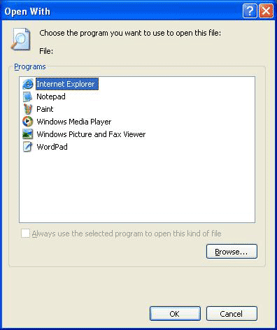 Open With dialog box