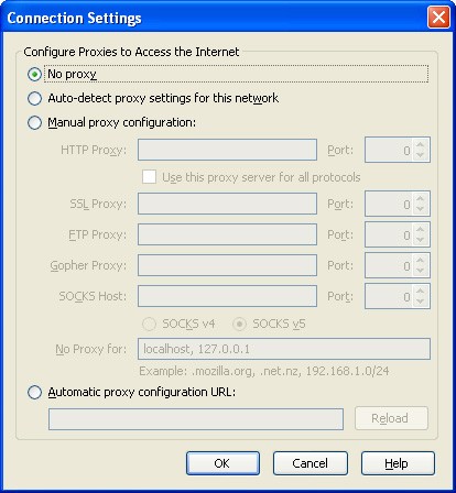 Firefox connection settings