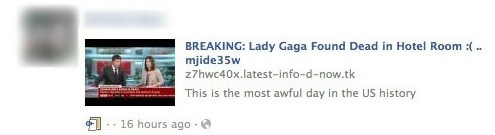 lady gaga found dead in hotel room facebook hoax update