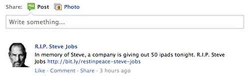 rip steve jobs facebook scam