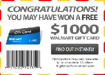 Fake $1000 Walmart Gift Card Winner Screenshot 1