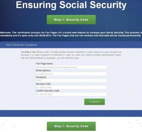 facebook phishing scam asking for personal info