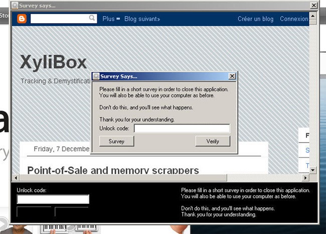 shadowlock ransomware survey popup