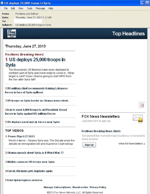 fake syria newsletter spread malware