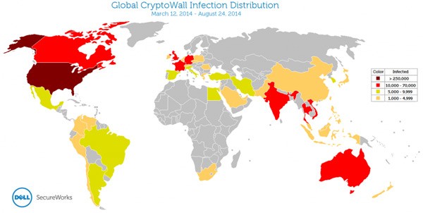 cryptowall distribution map graph