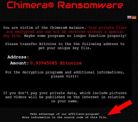 chimera ransomware affiliate program offer