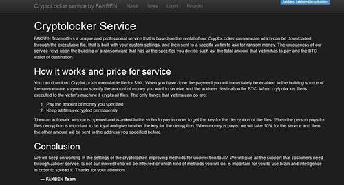 custom CryptoLocker notification site from FAKBEN