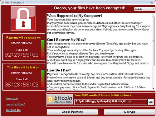 wannacrypt ransomware/wanacrypt ransomware pop-up alert